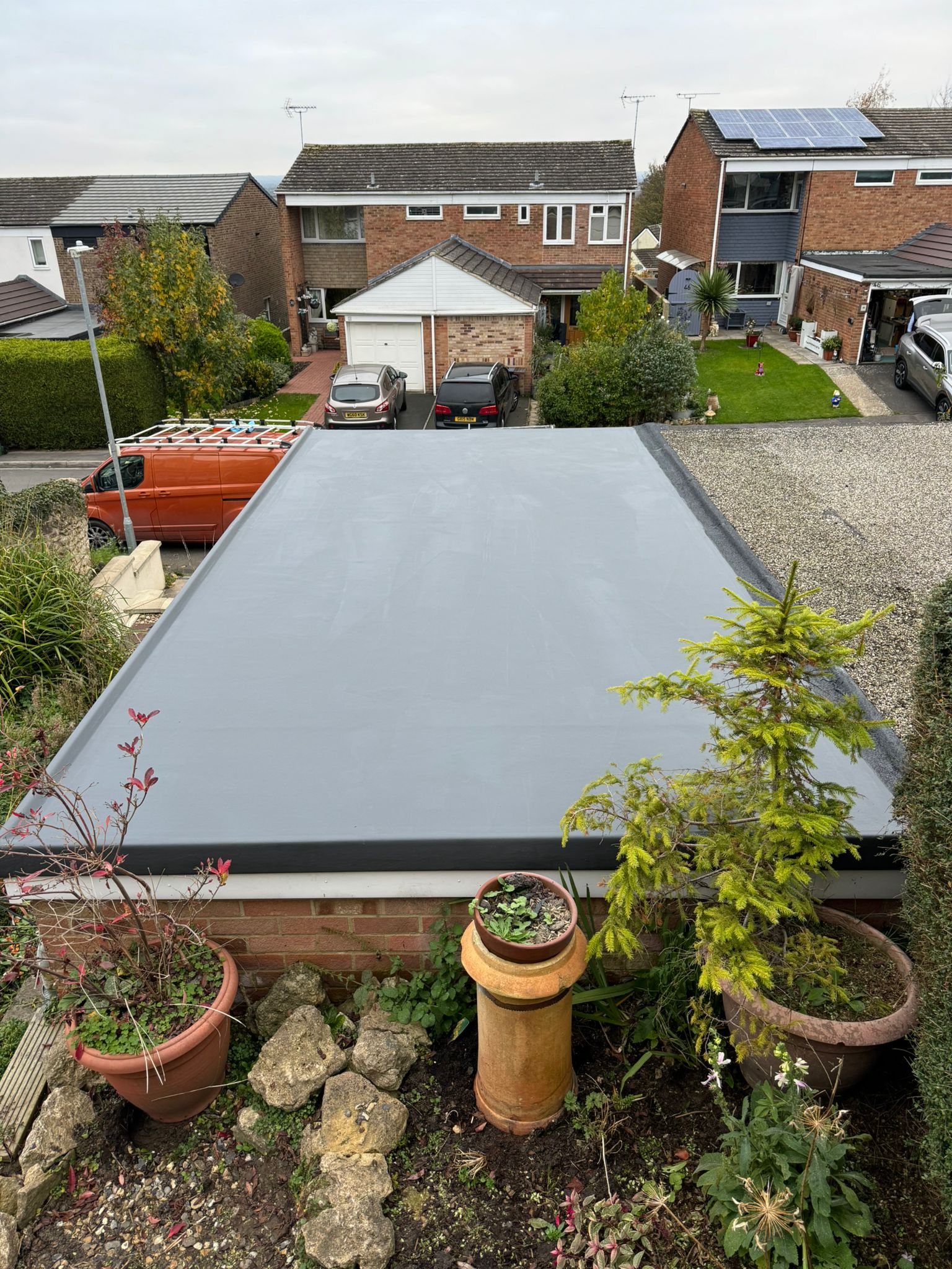 Completed flat roof