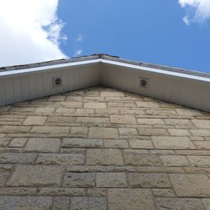 Stone gable roofing work